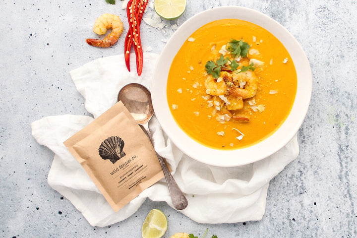 Prawn, coconut & pumpkin soup