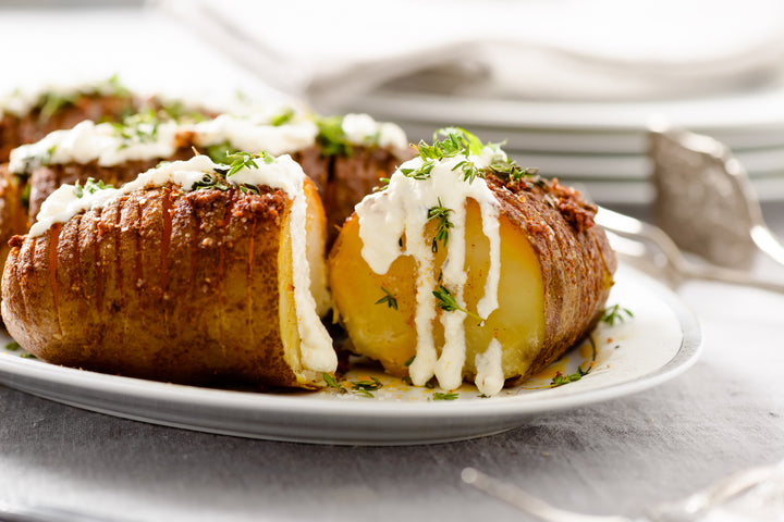 Baked Hasselback Potatoes with Sour Cream