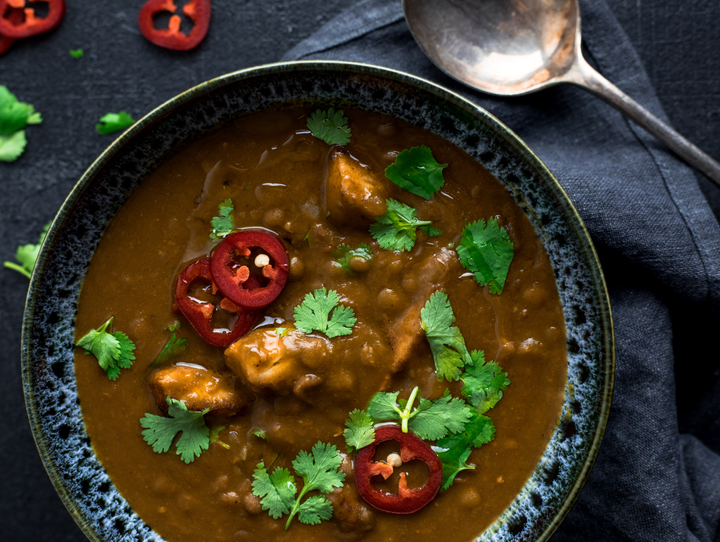 Spiced blue cod and lentil casserole